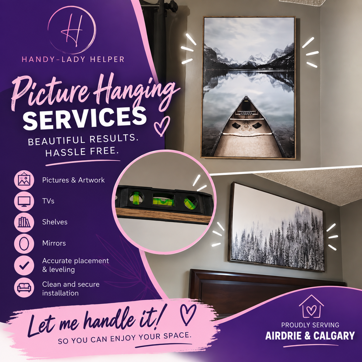 Picture hanging by Handy-Lady Helper