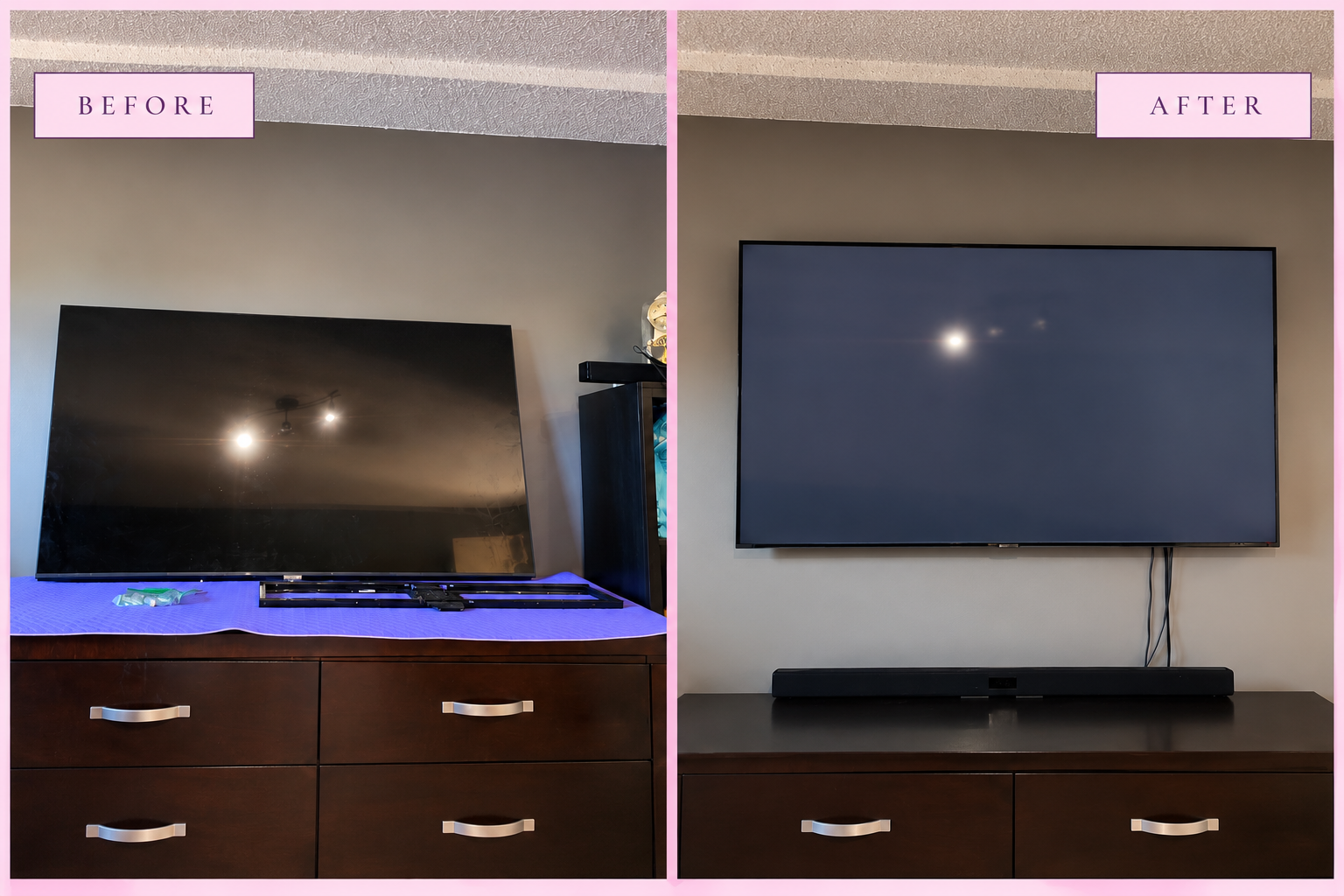 TV mounting by Handy-Lady Helper
