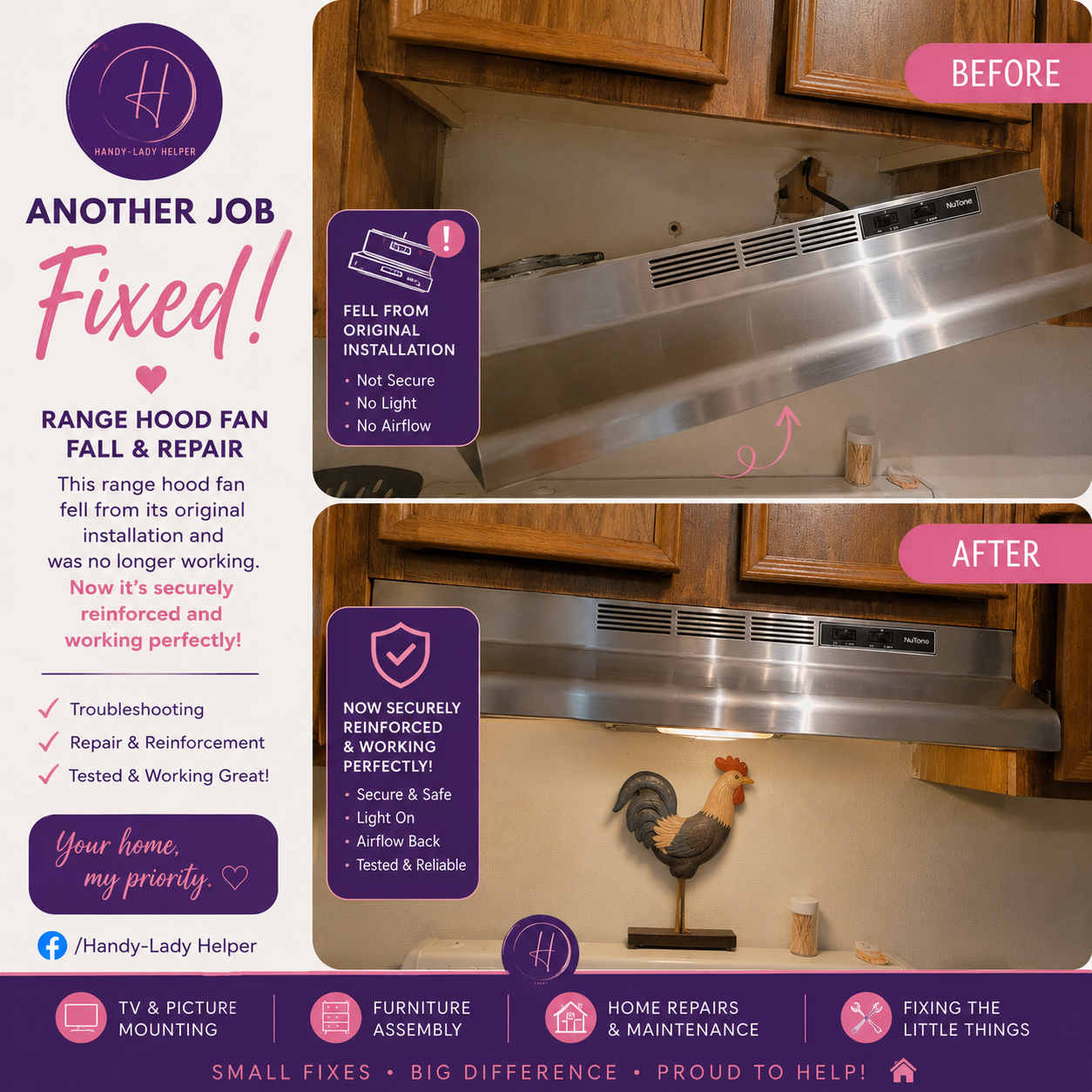Another job fixed by Handy-Lady Helper